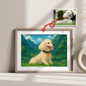 Custom Ghibli Pet Memorial Portrait Rainbow Bridge Tribute Dog Cat Heaven Scene Digital Pet Loss Gift for Pet Lovers Anime Style Download