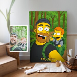 Custom Simpsons Style Portrait from Photo Digital Download Cartoon Family Illustration Personalized Drawing Gift for Dad and Son Father's