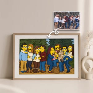 Simpsons Style Custom Family Portrait from Photo Personalized Digital Art Gift for Simpsons Fans Parents Kids Fun Cartoon Wall Art Download