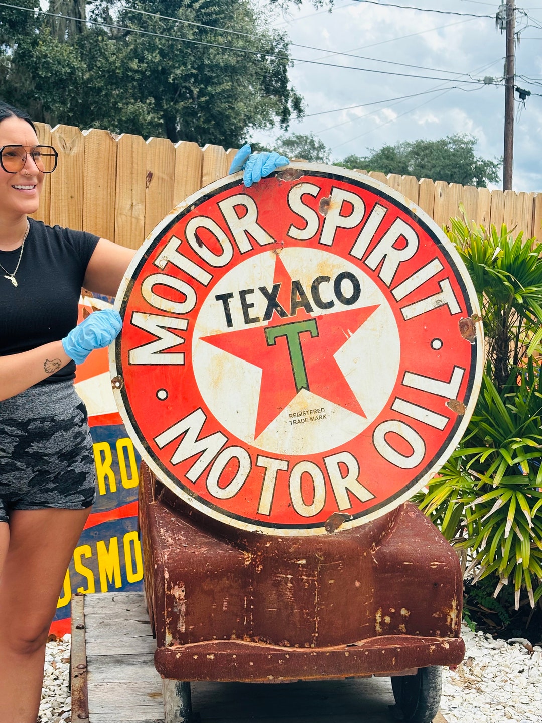 Large Porcelain Texaco Motor Spirit Advertising Sign 30 In - Etsy
