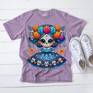 Poupées mignonnes La Catrina Le jour des morts PNG Clipart Día de Los Muertos Clipart, Sugar Skull, bundle mexicain Halloween.