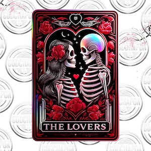 Valentijn tarotkaarten The Lovers Tarot Card png, Skeletons In Love sublimatieontwerp, Witchy Vibes Lovers Gothic Tarot, Love png,love