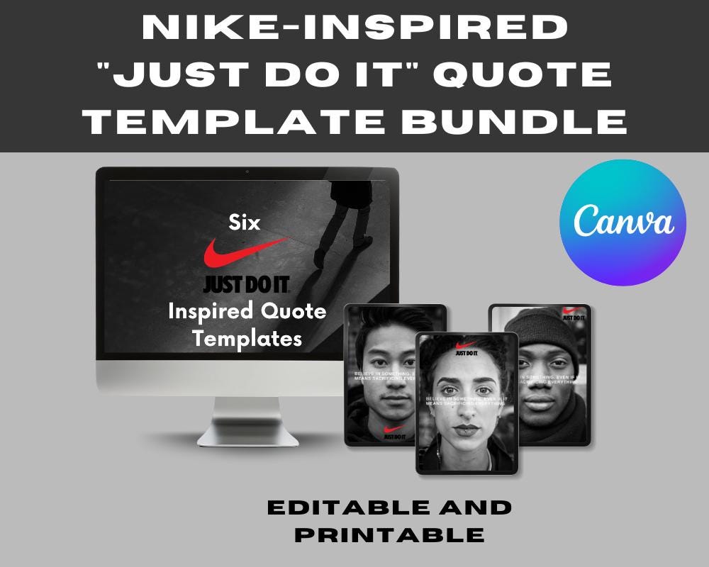 Motivational “Just Do It” Poster Bundle | Editable Nike-Inspired Canva Templates | Printable Gym Wall Art, Office Decor, Digital Download