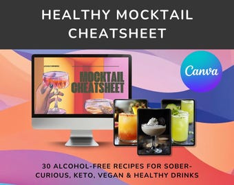 Healthy Mocktail Cheatsheet | 30 Alcohol-Free Recipes for Sober-Curious, Keto, Vegan & Healthy Drinks | Easy Non-Alcoholic Drink Ideas