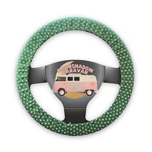 Olive Green Vintage Floral Steering Wheel Cover | Boho Granny Chic Flower Print | Wheel Cover w/ Grip | Cute Steering Wheel Cover for Women