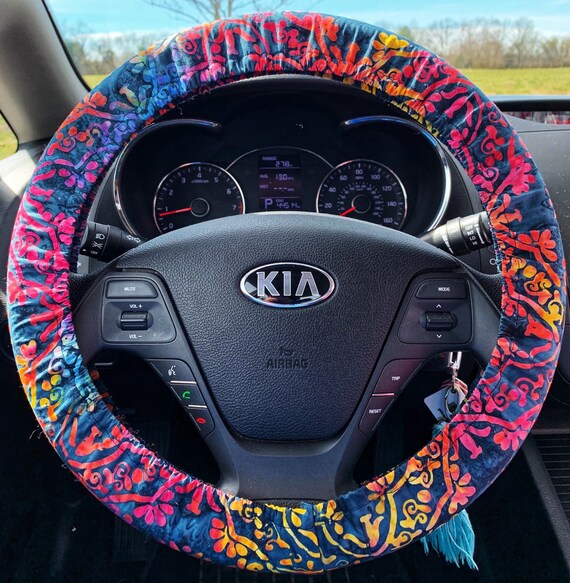 Batik Tie Dye Car Steering Wheel Covers Girly Cute Pink Wheel Cover Custom Car Accessories Interior Handmade Gifts Blue Orange