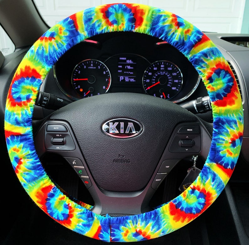 Steering Wheel Cover Tie Dye Tye Dye in Swirl Turquoise Blue Etsy