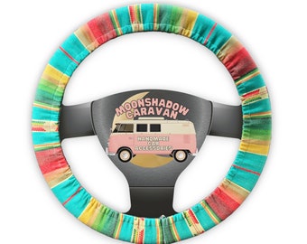 Serape Homespun Steering Wheel Cover w/ Grip | Southwestern, Western Wheel Cover for Car or Truck | Matching Keychain Option