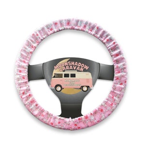 Pig Steering Wheel Cover w/ Grip Liner | Cute Farm Animals | Car Accessories for Women or Men | Pink Pigs | Wheel Cover for Animal Lovers