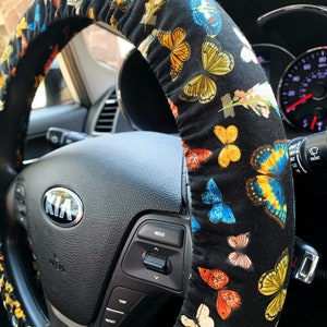 Butterfly, Moth Steering Wheel Cover w/ Flannel Liner