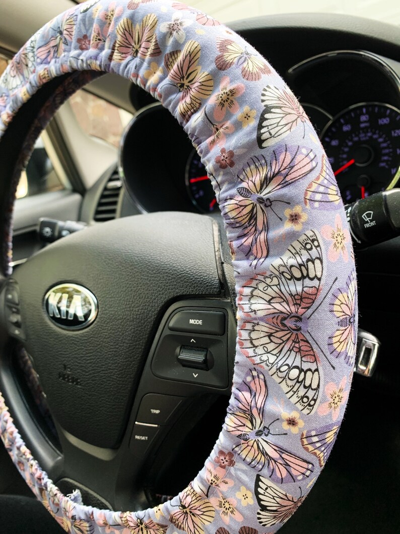 Steering Wheel Cover Butterflies Moths Insects on Lilac Purple Etsy