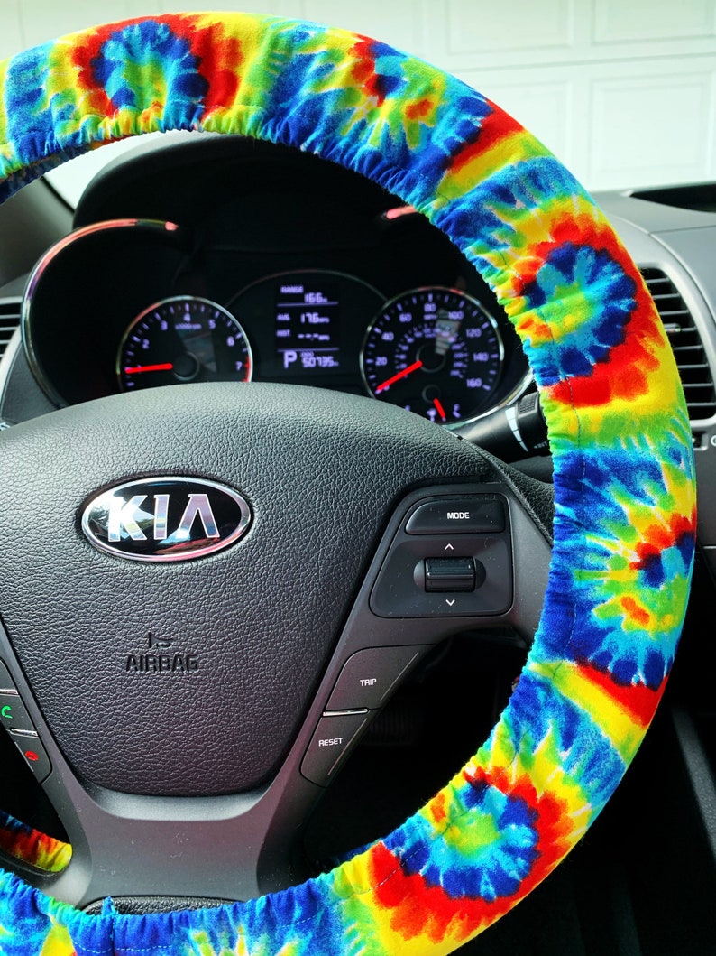 Steering Wheel Cover Tie Dye Tye Dye in Swirl Turquoise Blue Etsy