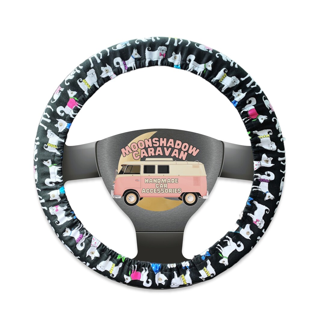 Dog Steering Wheel Cover W/ Grip Pet Lover Steering Wheel Covers Animal