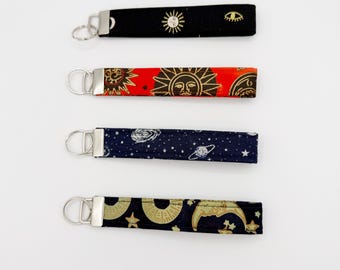 Celestial Handmade Keychain - You Choose One | Cotton Key Fob w/ Galaxy, Astrology Fabrics