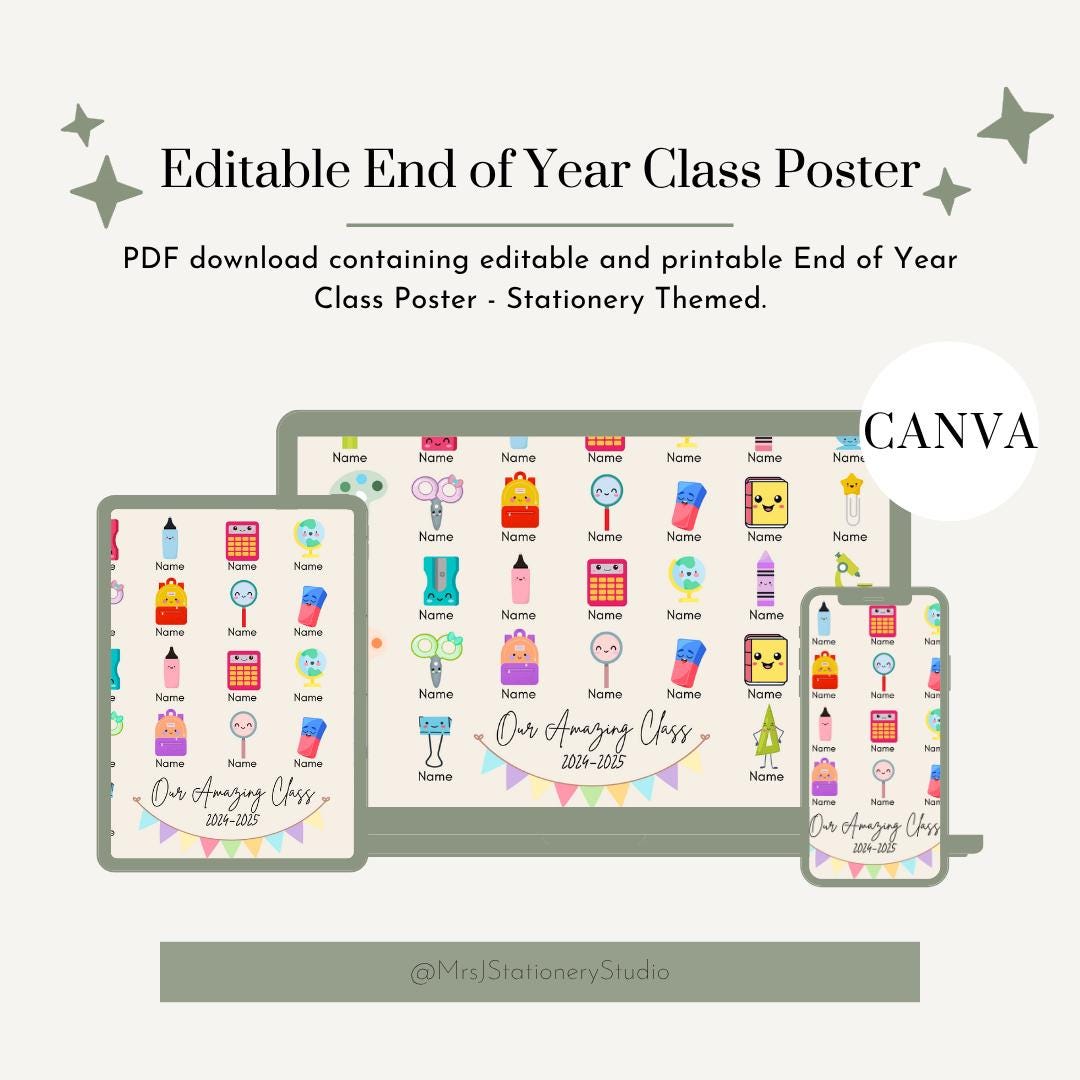 Personalized Teacher Thank You Print: End of Year Class Gift (digital ...