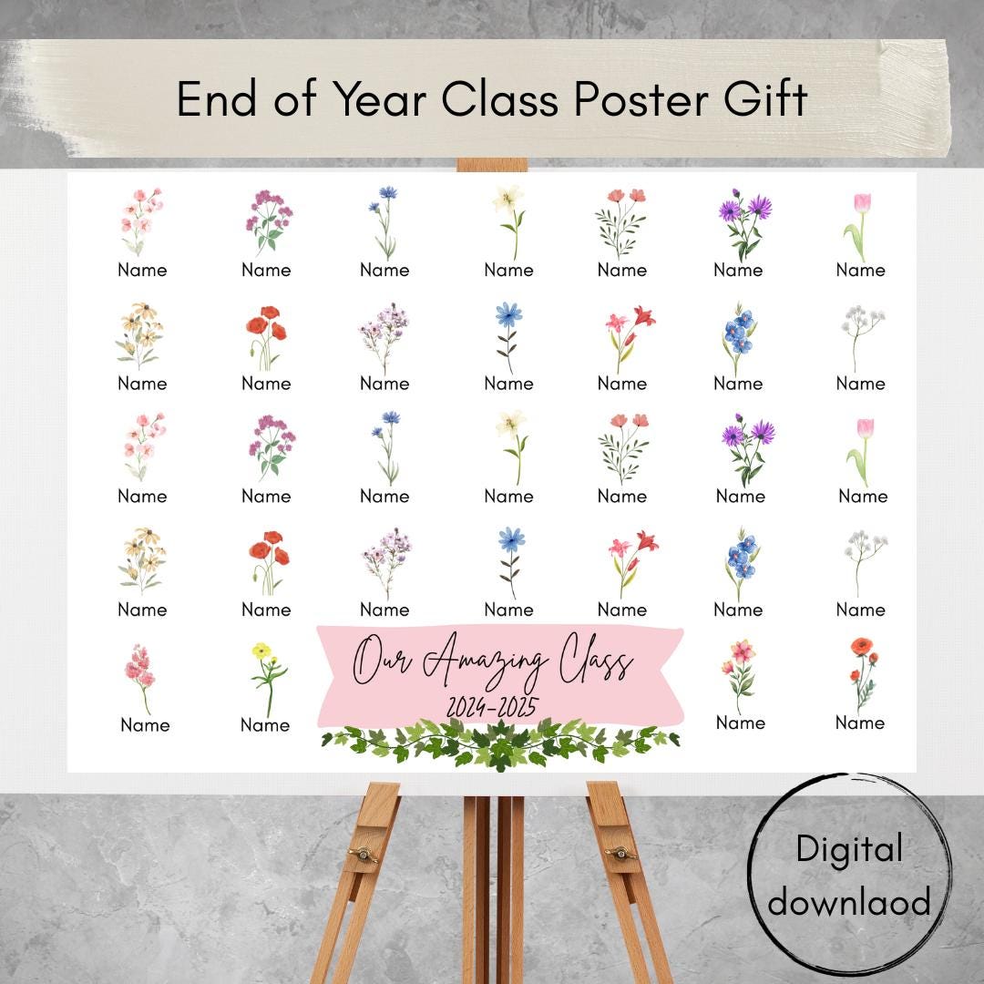 Personalised End of Year Class Print | Thank You Teacher Gift | Class ...