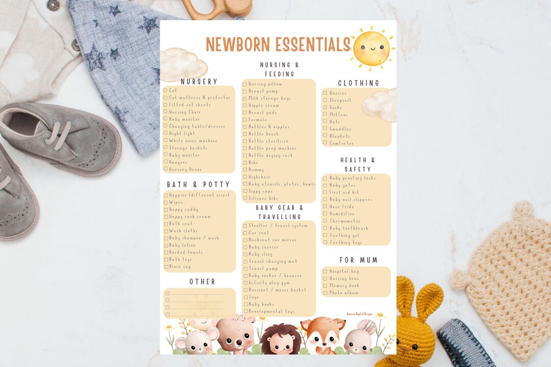 Infant Checklist Newborn Essentials Checklist Printable PDF - Etsy