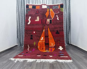 Amazing Handmade Beni Ourain Rug - Morrocan Area Wool Rugs  - Vintage Boujaad Area Rug - Berber Rug For Room -  Gift Rug For Home