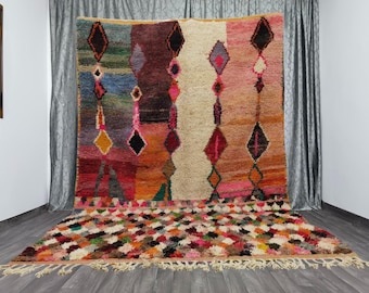 Amazing Boujaad Rug - Authentic Berber Rug - Bohemian Style Rug For Living Room - Handmade Morrocan Rug - Multicolored Rug - M’rirt carpet