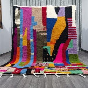Custom Fabulous Boujad Rug - Authentic Moroccan Rug -Azilal rug -Abstract Multicolored Carpet -Handmade Moroccan Rug -Bohemian rug -Boho Rug