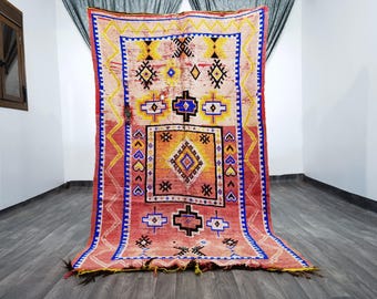 Moroccan Handmade rug - Beni ourain style Morocco wool Berber Rug - modern rug -Hand woven rug -Azilal Berber style -Midcentury Modern Decor