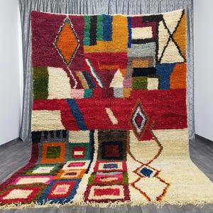 gorgeous Beni ourain rug - Authentic Beniourain Rug - Custom Orange and Green Rug -Amazing Berber Moroccan Rug -Abstract Rug - Soft Wool Rug