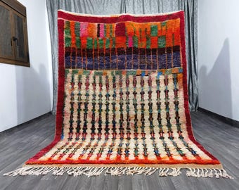 Gorgeous Orange Moroccan Rug - Morrocan Area Wool Rugs - Handmade Beni Ourain Rug - Berber Rug For Room- Gift Rug For Home -Vintage Area Rug