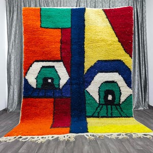 Fabulous Boujaad Rug- Authentic Moroccan Handmade Rug- Colorful Rug- Abstract Rug- Berber Tribal carpet- Bohemian Rug- Wool Rug- Boujad Rug