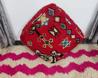 Marokko Kilim Pouf - Vintage marokkanischer Ottomane - Outdoor Kilim Poufs - Outdoor Stuhl Pouf - Yoga Meditation Poof - Outdoor Möbel Pouf