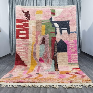 Erstaunlicher marokkanischer rosa Teppich - benutzerdefinierte Boho Teppiche - Wollteppich grün - handgefertigter marokkanischer Teppich