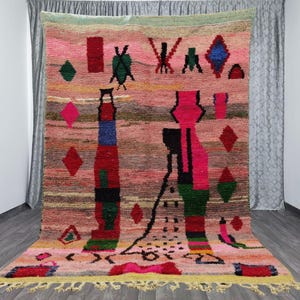 Custom Bohemian Rugs - Quality Handmade Morrocan Rug - Berber Boho Wool Rug - Authentic Boujaad Rug - Bedroom Area Rug - Bohemian Carpet