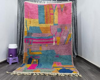 Gorgeous Pink Moroccan Rug  - Morrocan Area Wool Rugs - Handmade Beni Ourain Rug - Berber Rug For Room- Gift Rug For Home - bohemian rug