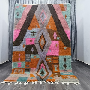 Amazing Moroccan Pink Rug - Custom Bohemian Rugs - Wool Rug Orange - Quality Handmade Morrocan Rug - Personalize Gifts For Home Decor