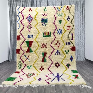 Gorgeous White Moroccan Rug  - Morrocan Area Wool Rugs - Handmade Beni Ourain Rug - Berber Rug For Room- Gift Rug For Home -Vintage Area Rug