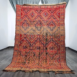 Moroccan Handmade rug - Beni ourain style Morocco wool Berber Rug - modern rug -Boho Chic Decor-Azilal Berber style -Midcentury Modern Decor