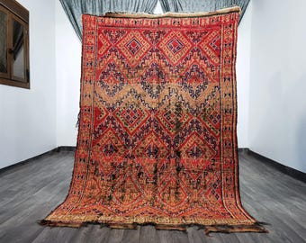 Alfombra marroquí hecha a mano - Alfombra bereber de lana marroquí estilo Beni Ourain - Alfombra moderna - Decoración bohemia - Estilo bereber Azilal - Decoración moderna de mediados de siglo