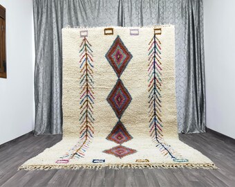 Moroccan Handmade rug - Beni ourain style Morocco wool Berber Rug - modern rug - Hand woven rug - Azilal Berber style - white Rug Morocco