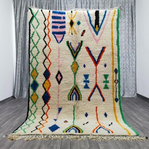 Amazing Moroccan White Rug -Custom Bohemian Rugs -Wool Rug Orange -Quality Handmade Morrocan Rug -Personalize Gifts For Home Decor- 9x12 Rug