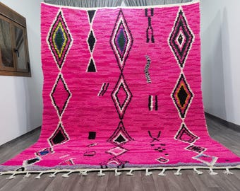 Amazing Moroccan Pink Rug - Beni ourain rug - Wool berber rug - Custom rug - Handmade rug - Pink rug - Vintage Area Rug - Gift Rug For Home