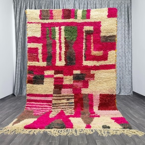 Gorgeous Pink Moroccan Rug  - Morrocan Area Wool Rugs - Handmade Beni Ourain Rug - Berber Rug For Room- Gift Rug For Home - Vintage Area Rug