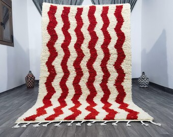 GORGEOUS BENIOURAIN CARPET-White and orange rug -Moroccan Handmade Rug-Living Room Rug- Handmade Wool Carpet-Azilal Berber Rug-Handwoven Rug