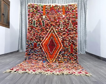 AMAZING MOROCCAN ORANGE Rug - Orange Beni Ourine rug - Soft Berber Rug Colorful -Custom rug - Handmade rug- Genuine lamb wool- Orange carpet