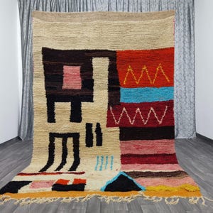Unique Gorgeous Moroccan Orange Rug - Wool Shaggy Rug - Custom Rugs For Living Room - Amazing Moroccan Pink Rug - Custom Bohemian Rugs