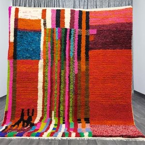 ORANGE MOROCCAN Rug - Moroccan Boujaad Rug - Handmade Rug - Custom Moroccan Rug - Orange And Green Rug- Berber Rug - Home Decor Rug