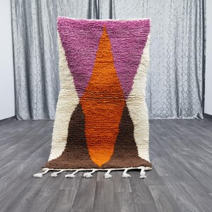 AMAZING MOROCCAN ORANGE Rug - Orange Moroccan Rug -Costum Moroccan Rug -Colorful Beni Ourain Rug -Plain Orange Beni Ourine rug -Abstract Rug