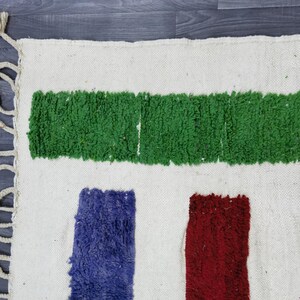 White home Area Rug - Beniourain White And Green Handmade Rug - Amazing Berber Moroccan Rug - Abstract Rug - Soft Wool Rug - Tapis Marocain image 6