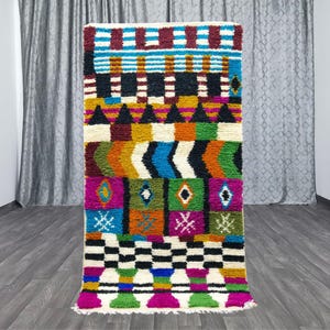 Gorgeous Green Moroccan rug - Moroccan Rug- Handmade Wool Berber Boujaad Rug- Colorful Tufted Custom Rug-Boho Chic Decor-Vibrant Area Carpet
