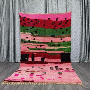 Handmade Pink Beni Ourain Moroccan Rug -Soft custom Moroccan rug -Morrocan Area Wool Rugs -Berber Rug For Room -Large moroccan rug -9x12 Rug