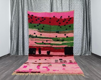 Handmade Pink Beni Ourain Moroccan Rug -Soft custom Moroccan rug -Morrocan Area Wool Rugs -Berber Rug For Room -Large moroccan rug -9x12 Rug