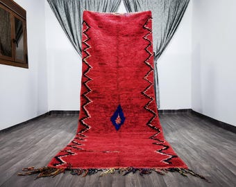 AMAZING MOROCCAN Vintage Red Rug - Handmade Morrocan Rug - Red and black rug - Bohemian Style Rug For Living Room - Unique multicolored rug